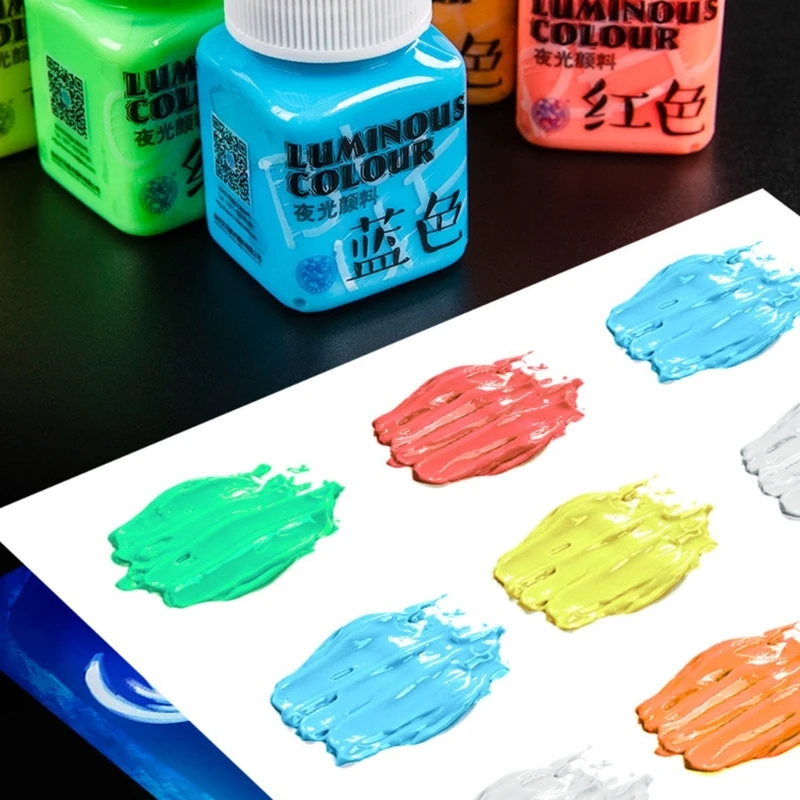 

Glow in The Dark Acrylic Paint Glow Fluorescent Paint for Halloween Decoration,Art Painting,Outdoor and Indoor Art Craft,Fabric