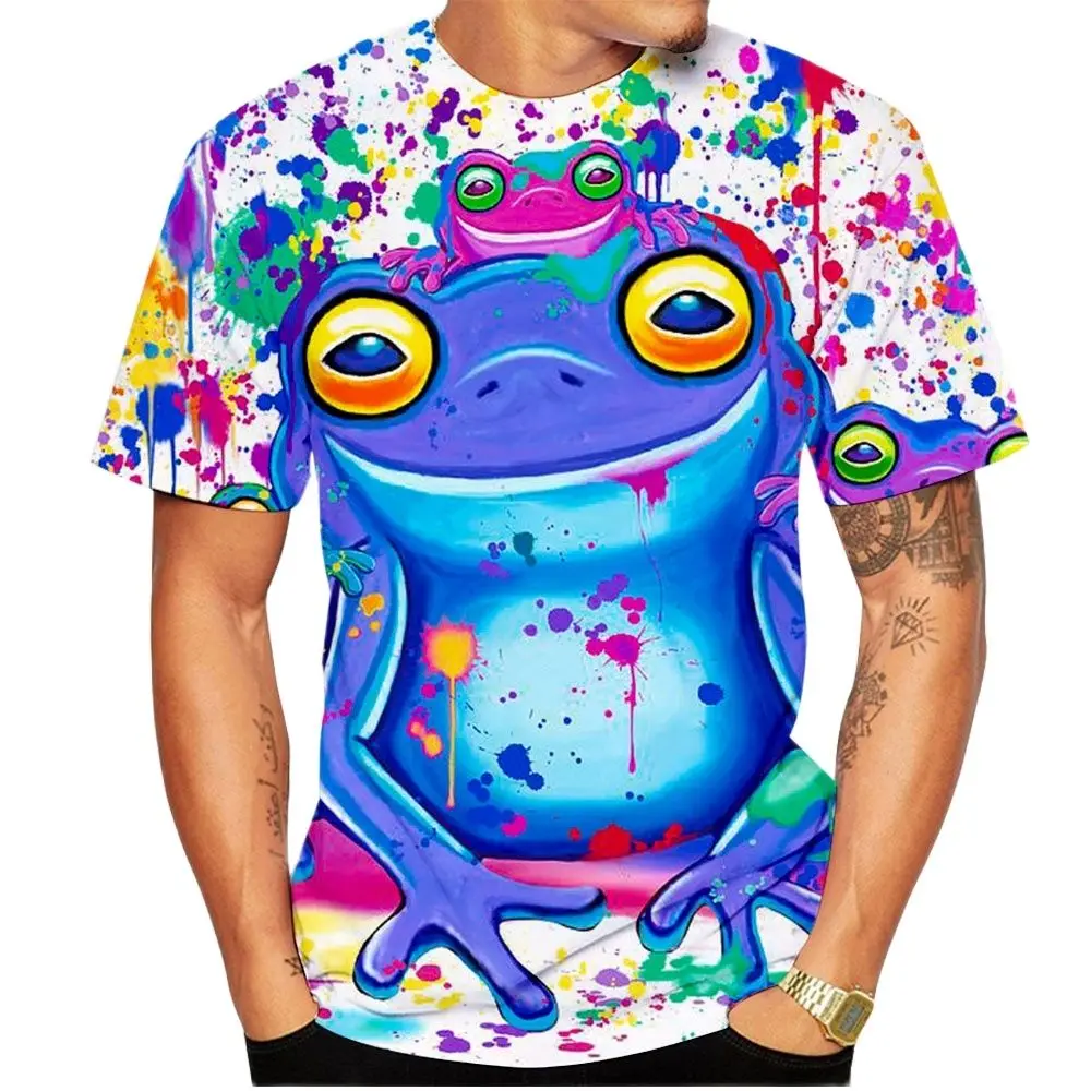 

Men's 3D Fashion T-shirt, Frog Printed Harajuku Clothing, Casual Quick Drying Short Sleeves, Summer, 2023