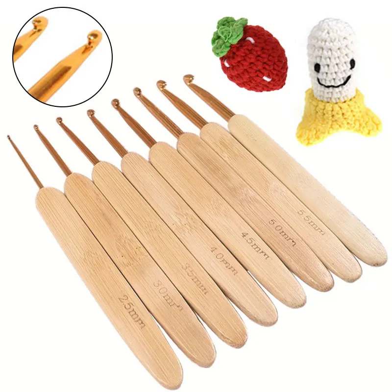 

1PC/1Set Bamboo Crochets Oxidized Metal Head Knitting Needles Set Crochet for Weave Sewing Needles Tool Accessories
