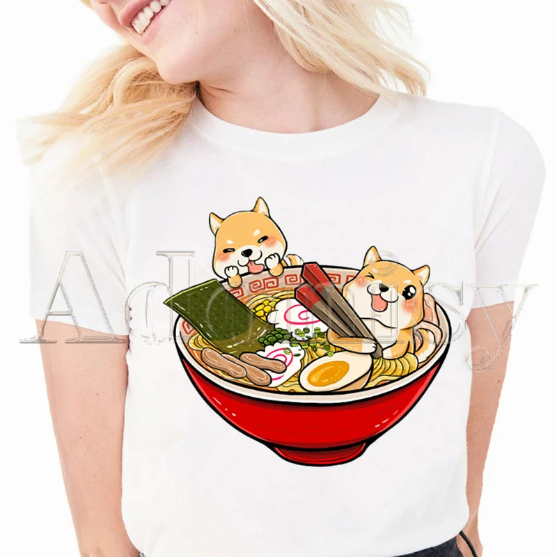 

Shiba Inu Print T-shirts Women Summer Graphic Tees Funny Shirts For Woman T-shirts Loose Crew Neck Harajuku Tops