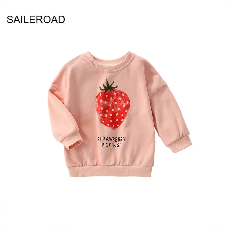 

SAILEROAD Spring New Boys 2-7 Years Clothes Cotton Outerwear Cartoon Strawberry Baby Tops Girls Kids Toddler Hoodie Sweatshirts