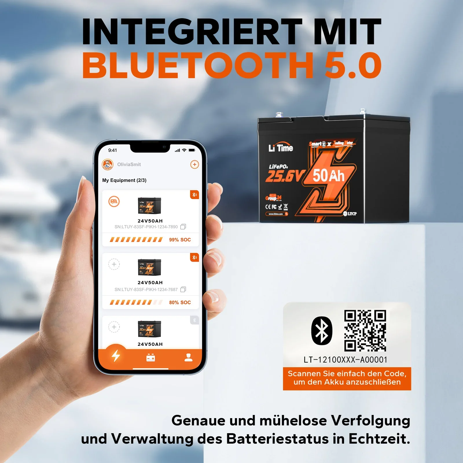Фото 5 Jahre Brugtie Batterie 24 В 50 Ач Bluetooth Wohnmobile / Trolling-Motoren / Boote / Heimspeicher / Off-Grid Lithium-Batterien №2