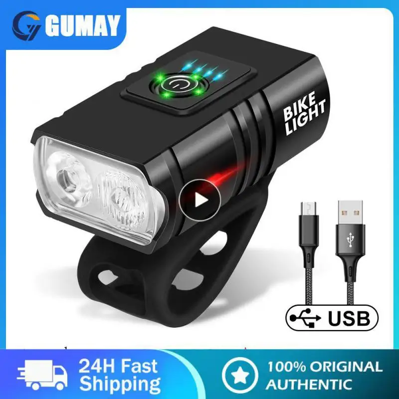 

Black Warning Light Riding Headlight Bicycle USB Charging Road Bike Light Alloy Charged Display Signal Lamp Assembly Outdoor