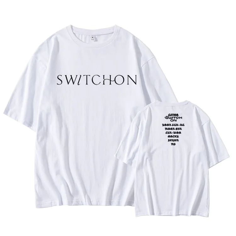 

2022 Kpop astro new album switch on all member names printing t shirt for summer unisex fashion dropped shoulder sleeve t-shirt