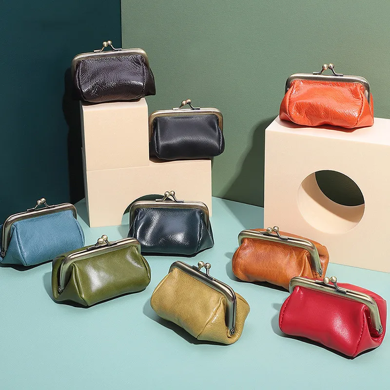 Luxury Genuine Leather Coin Purse For Women Retro Hasp Mini Wallet Storage Ladies Clutch Bag Girls Money Bag Cowhide Handbag
