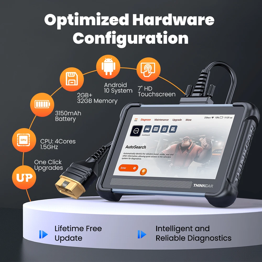 Фото Глобальная версия THINKSCAN 672 OBD2 сканер: пожизненно бесплатные диагностические инструменты для автомобилей, полная система, 28 функций сброса, тестирование актуаторов, CANFD, 2+32 ГБ ПЗУ №1
