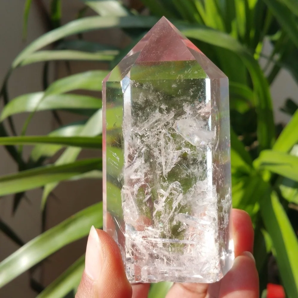 

Natural white crystal obelisk healing stone home decor
