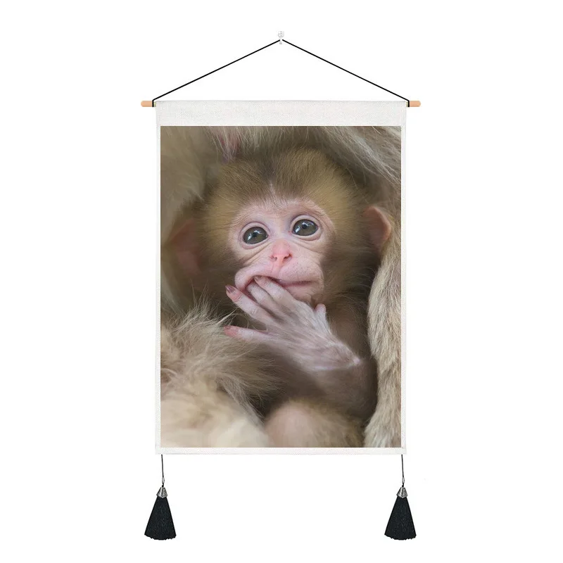 

Scandinavian Monkey Orangutan Tapestry Poster Home Living Room Animals Digital Print Cute Animal Wall Art Aesthetic Room Decor