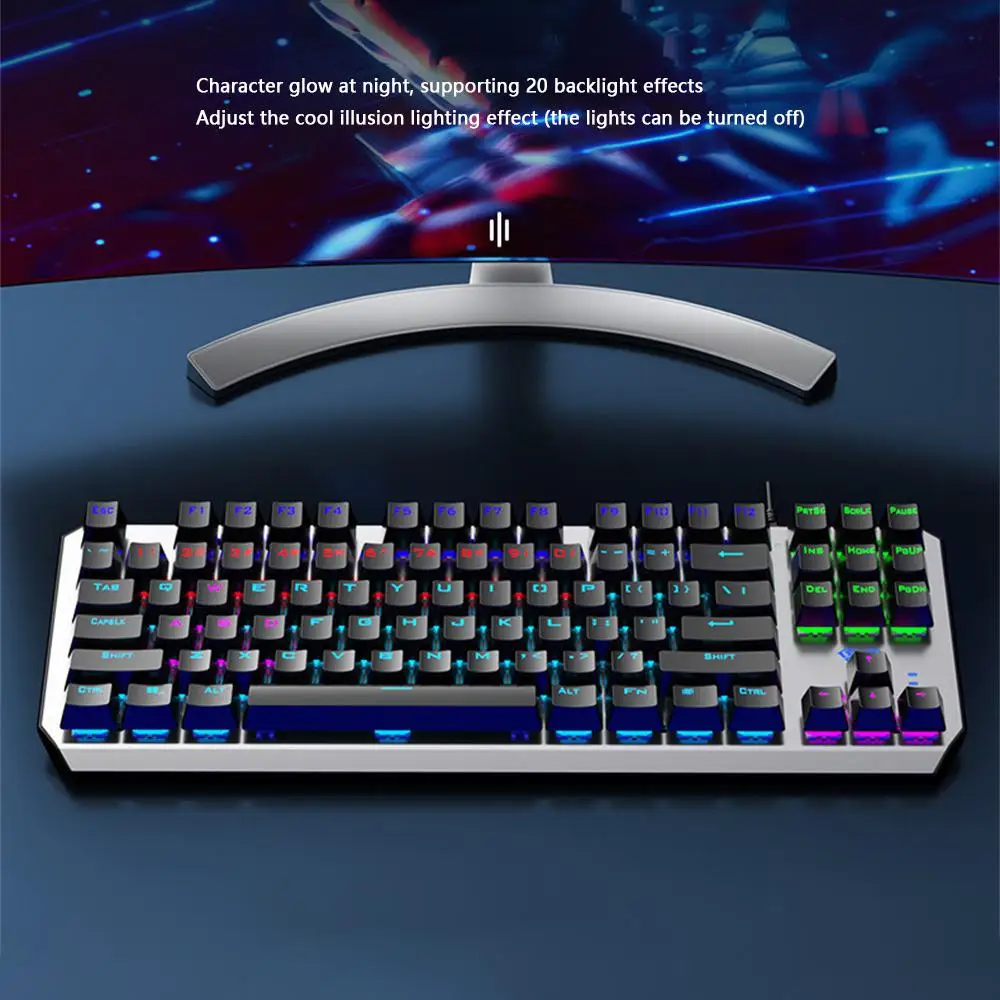 

AULA Mechanical Keyboard Esports Game Green Axis Laptop Portable Small Color Matching 87 Key Keyboard For Desktop Laptop PC