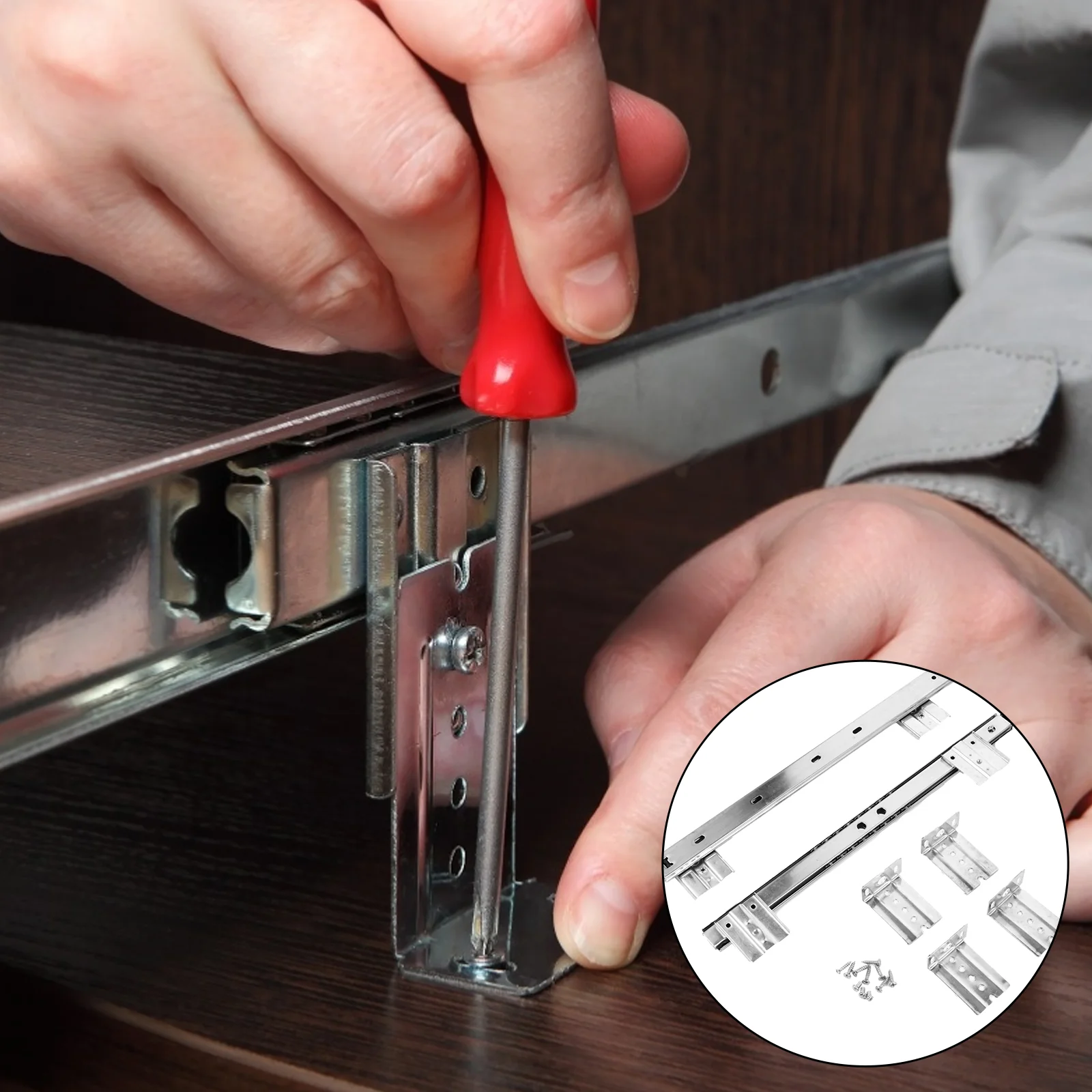 

1 Pair Bearing Desk Keyboard Drawer Tray Slide Rail Track Side Mount Track