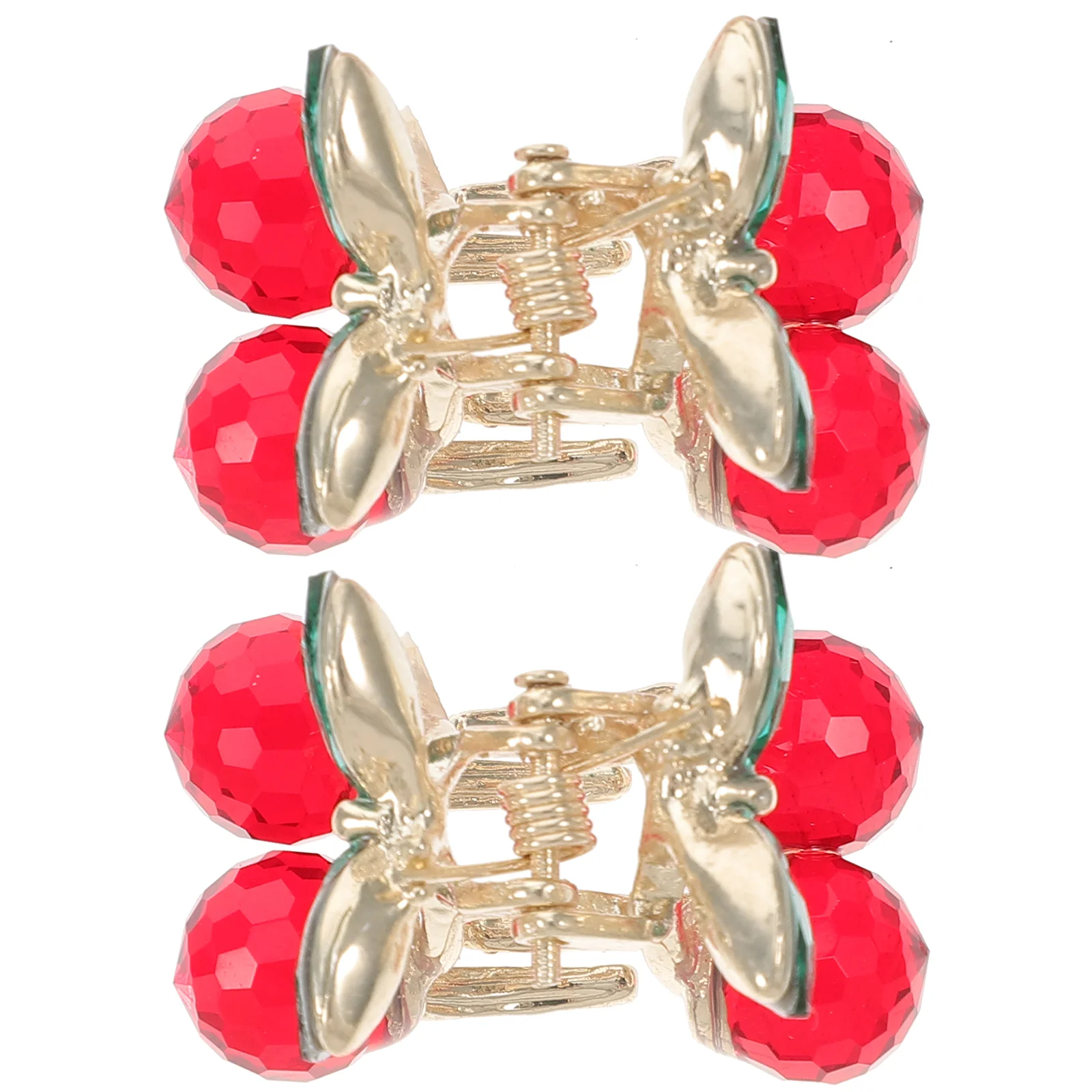 

2 Pcs Cherry Barrettes Hair Claw Clamp Women Jaw Clips Mini for Girls Clockwork Alloy Rhinestone Rhinestones Fruit