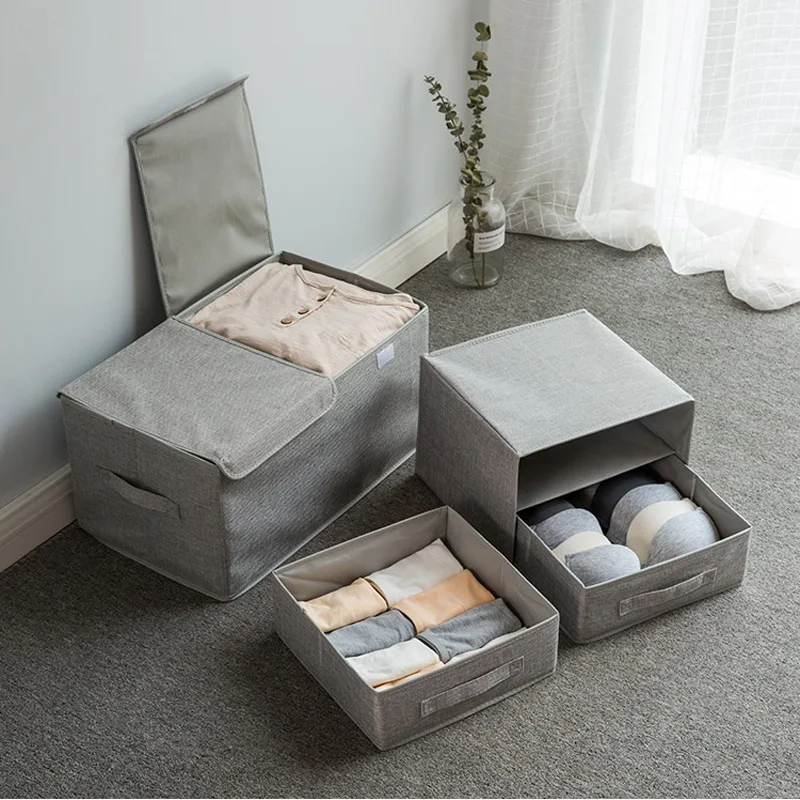 Folding Storage Box Storage Bins Drawer Organizer Household Space-Saving Wardrobe Drawer Container with Lid for Socks Undwear
