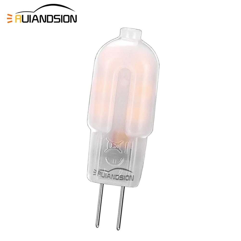 

RUIANDSION G4 2835 Light Bulb 12V Cruise Lights Spotlight Chandelier Replace Halogen Lamp Warm White Frosted Shell 12SMD