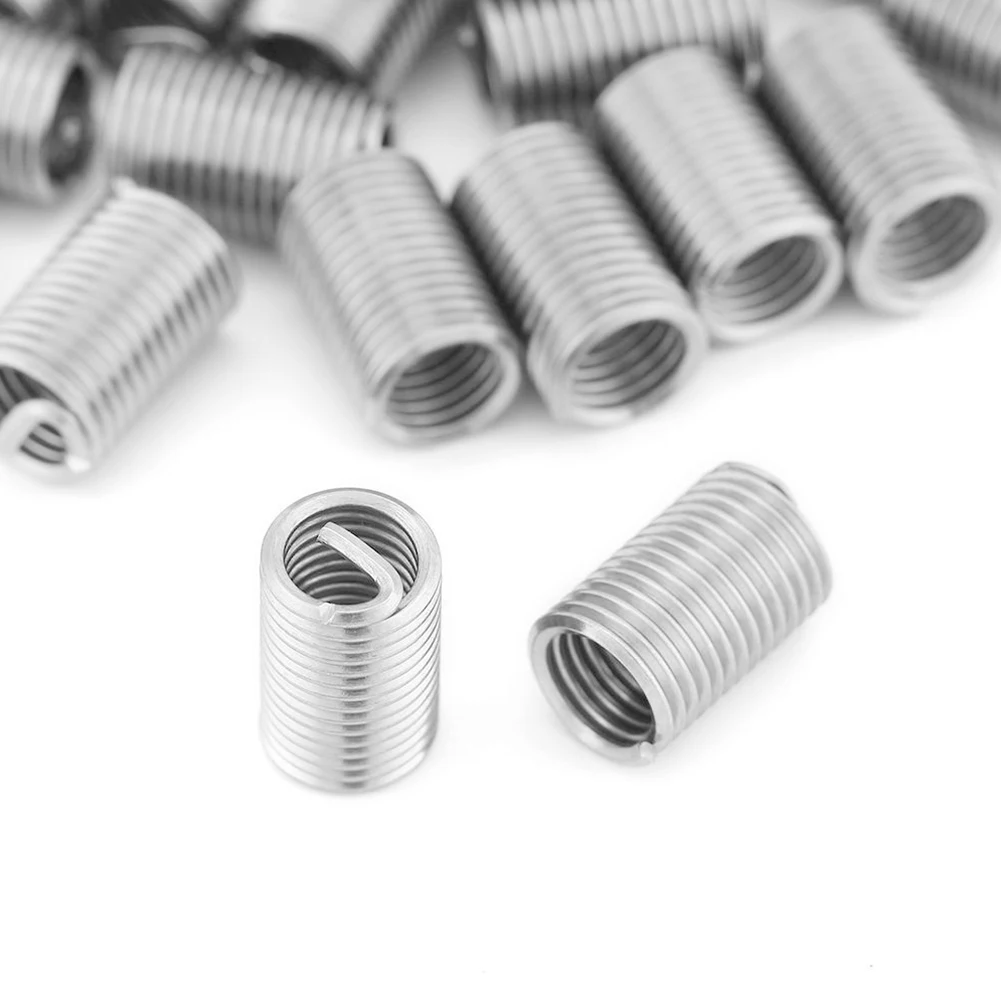 

50 Pcs Threaded Insert Kit M6x1.0x3D Helicoil Stainless Steel Thread Repair Insert Kit Set Equipment 6.3mm Diameter CNC Tools