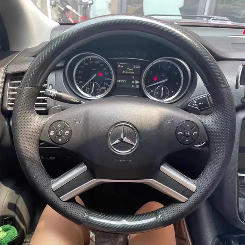 

Для Mercedes Benz GL M Class X164 W164 R320 2009-2013 Ручная строчка из натуральной кожи и углеродного волокна цвет черный