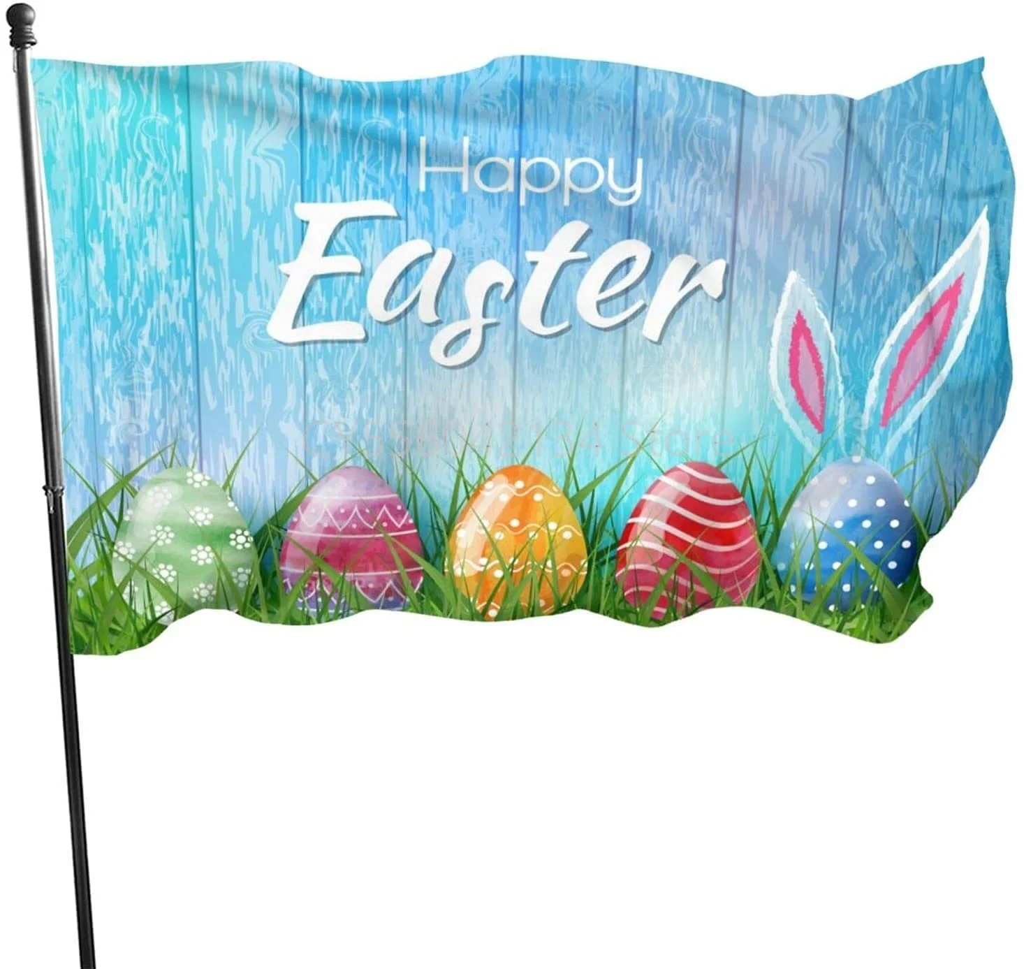 

Happy Easter Colorful Easter Egg Bunny Grass flag Home Decoration Outdoor Decor Polyester Banners and Flags 90x150cm 120x180cm