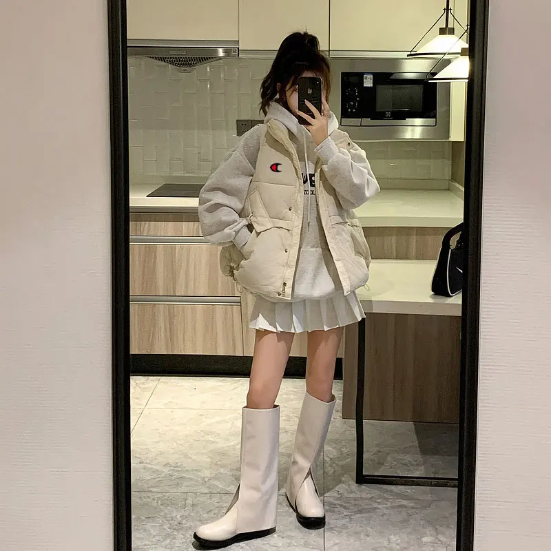 Распродажа милый пуховик с капюшоном жилет женский осенне-зимний свободный