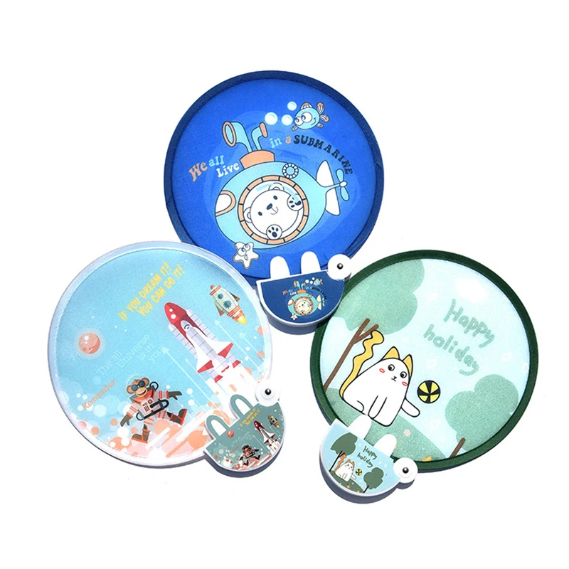 

Portable Round Folding Fan Pocket Fan Cartoon Pattern Mini Cute Hand Held Fans Summer Cooling Gift Children's Toy
