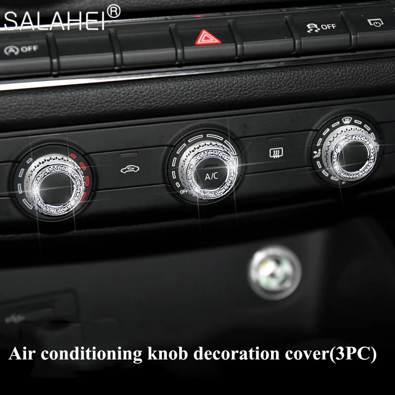 

Car Steering Wheel Multimedia Knob Button Air Outlet Diamond Interior Stickers For Audi A3 Retrofit S3/Q2L 2016-2020 Accessories