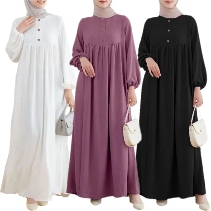 Сдержанный исламский однотонный халат модель Eid Абая для мусульман Дубай Турция