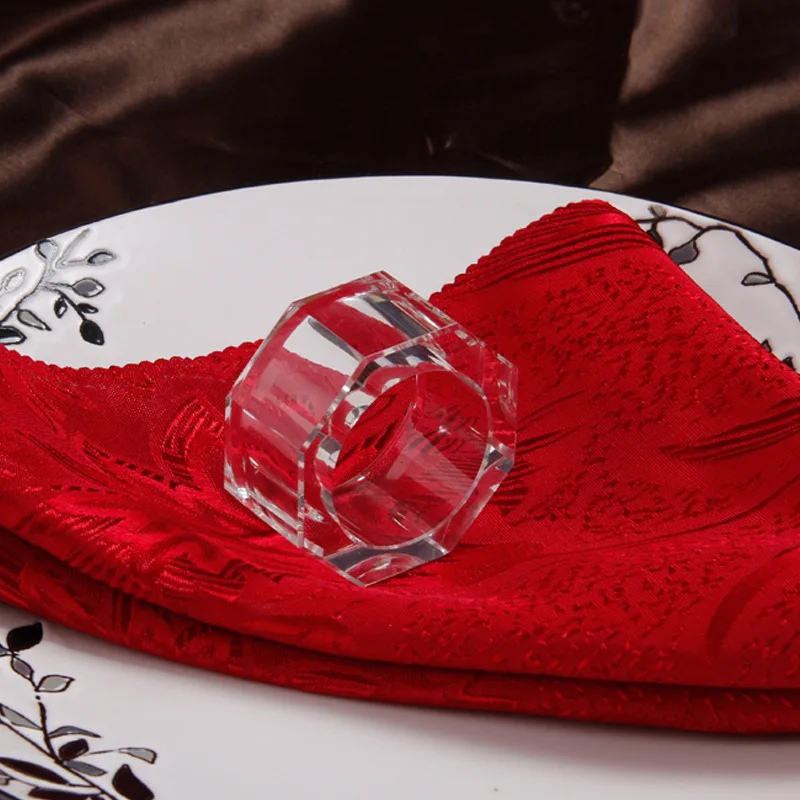 

4Pcs Hotel Table Set Tableware Decoration Mouth Ring Napkin Ring Transparent Crystal Napkin Button Hotel Model Room