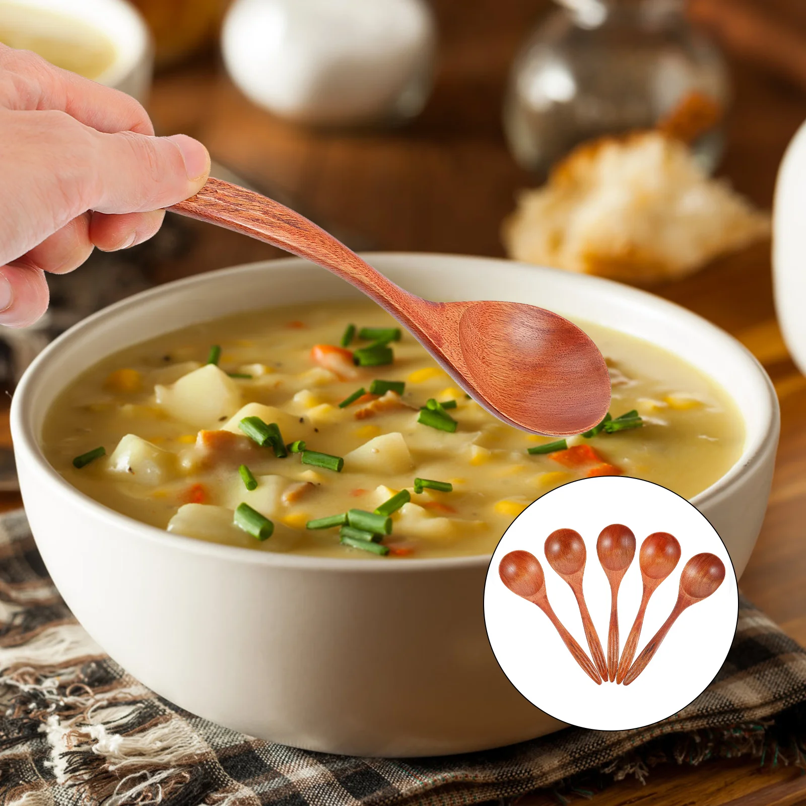 

Spoon Spoons Wooden Wood Ladle Soup Ramen Handle Rice Eating Diningcream Scoop Decorative Ice Japanese Utensils Curved Hot Pot