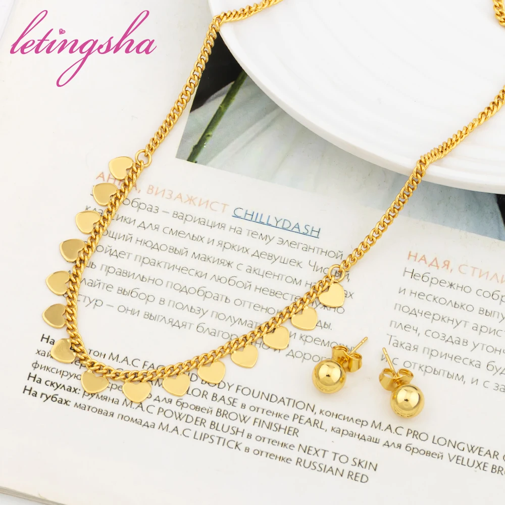 

Fashion Small Pendant Earring Necklace Jewelry New Design African Women Luxury Golden Earring Trendy Classic Italian Style Part