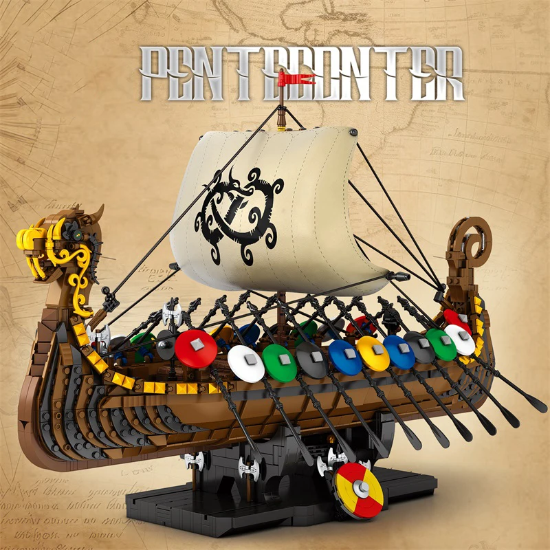 2547 шт. военный корабль викингов строительные блоки пиратская модель лодки