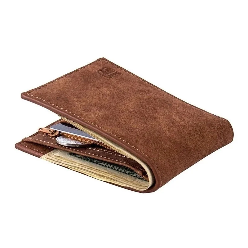 

New Fashion PU Leather Men's Wallet with Coin Bag Zipper Small Money Purses Dollar Slim Purse New Design Money Wallet