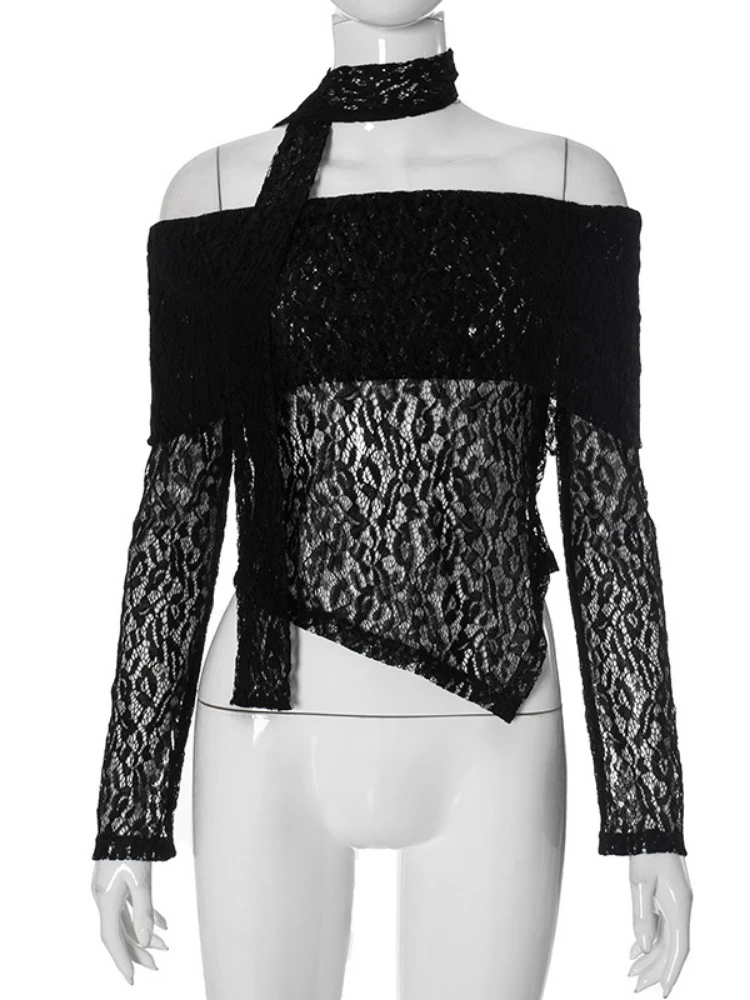 Кружевные топы в стиле Харадзюку гранж женские эстетические сексуальные тонкие