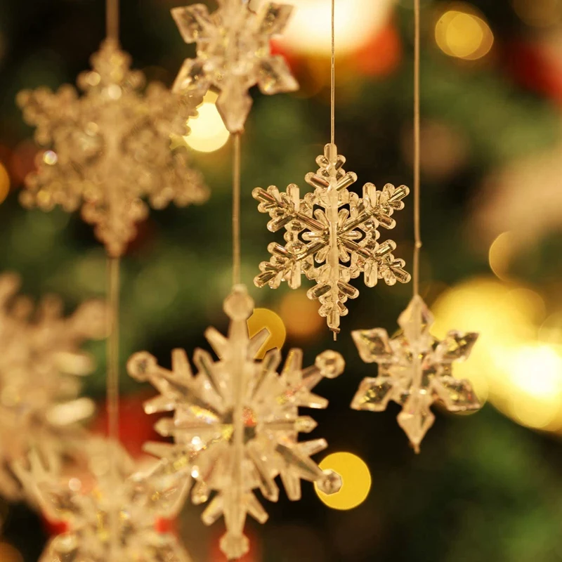 

Хит продаж, 70 шт., прозрачные снежинки/акриловые хрустальные снежинки, тематические украшения, подвеска «сделай сам» для рождественской елк...