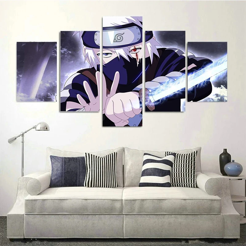 

Japanese Anime Canvas Painting 5 Pieces Naruto Hatake Kakashi Poster Wall Art Print Mural Living Room Bedroom Home Decor Cuadros