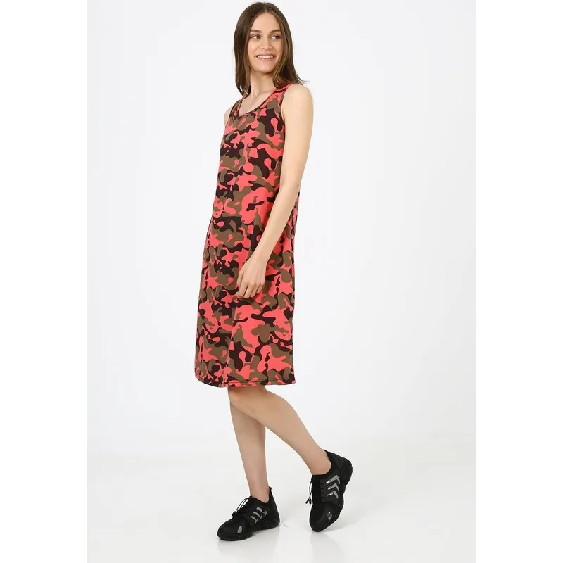 

Alexandergard With Thick Straps Camouflage Patterned Dress (B21-44100) Women 'S Summer Dress Casual Long Prom Midi Maxi