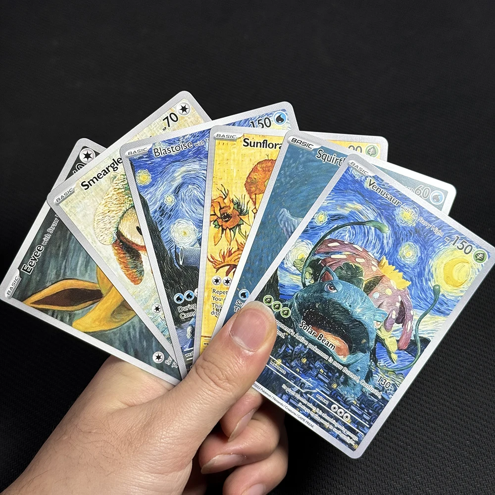 Фото Прокси-карты для игры PTCG Pokemon Starry Night Van Gogh 085, набор SVP Charizard Pikachu Venusaur Mew Snorlax Lugia Mewtwo Blastoise №3