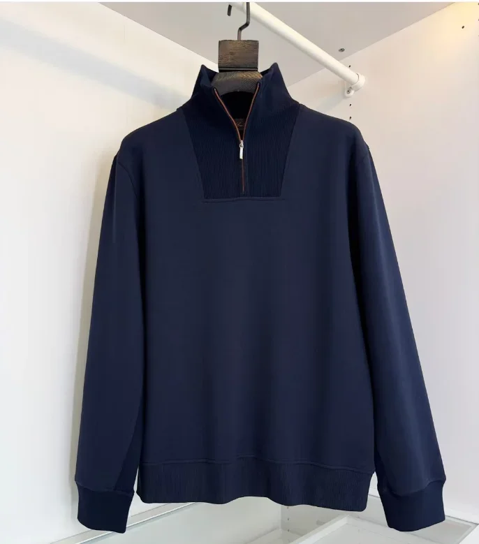 DIKU 2024 мужская бутиковая трикотажная молния с полувысоким воротником толстовка