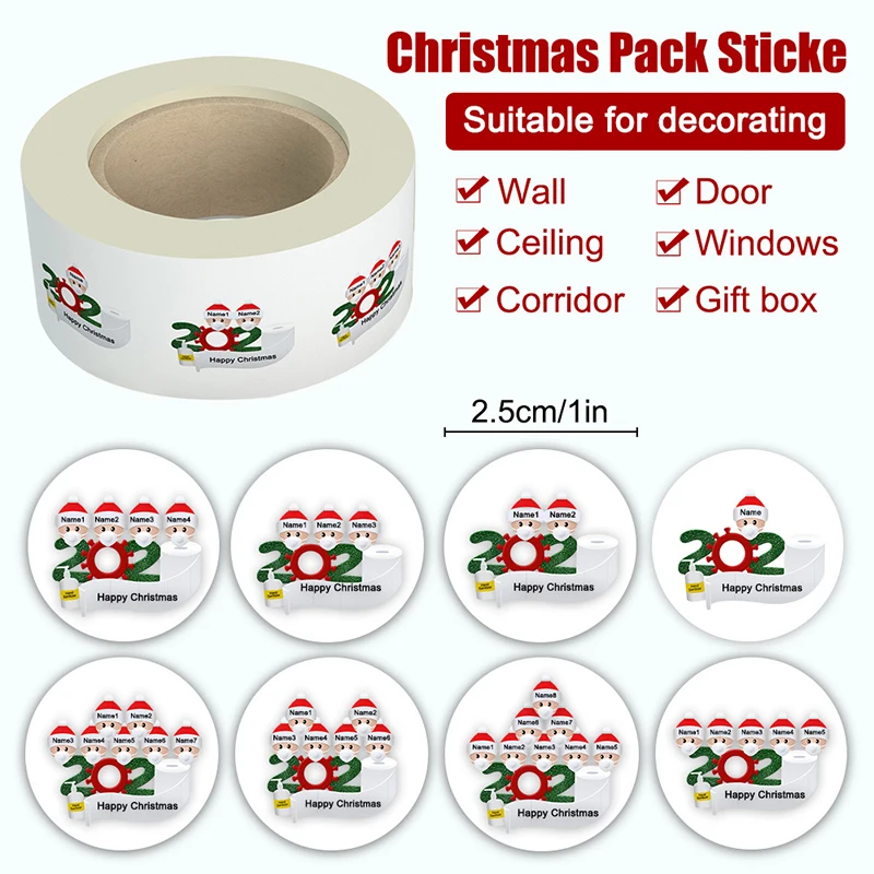 Рулон мультяшной наклейки с Рождеством Санта-Клаус дерево бумажная этикетка