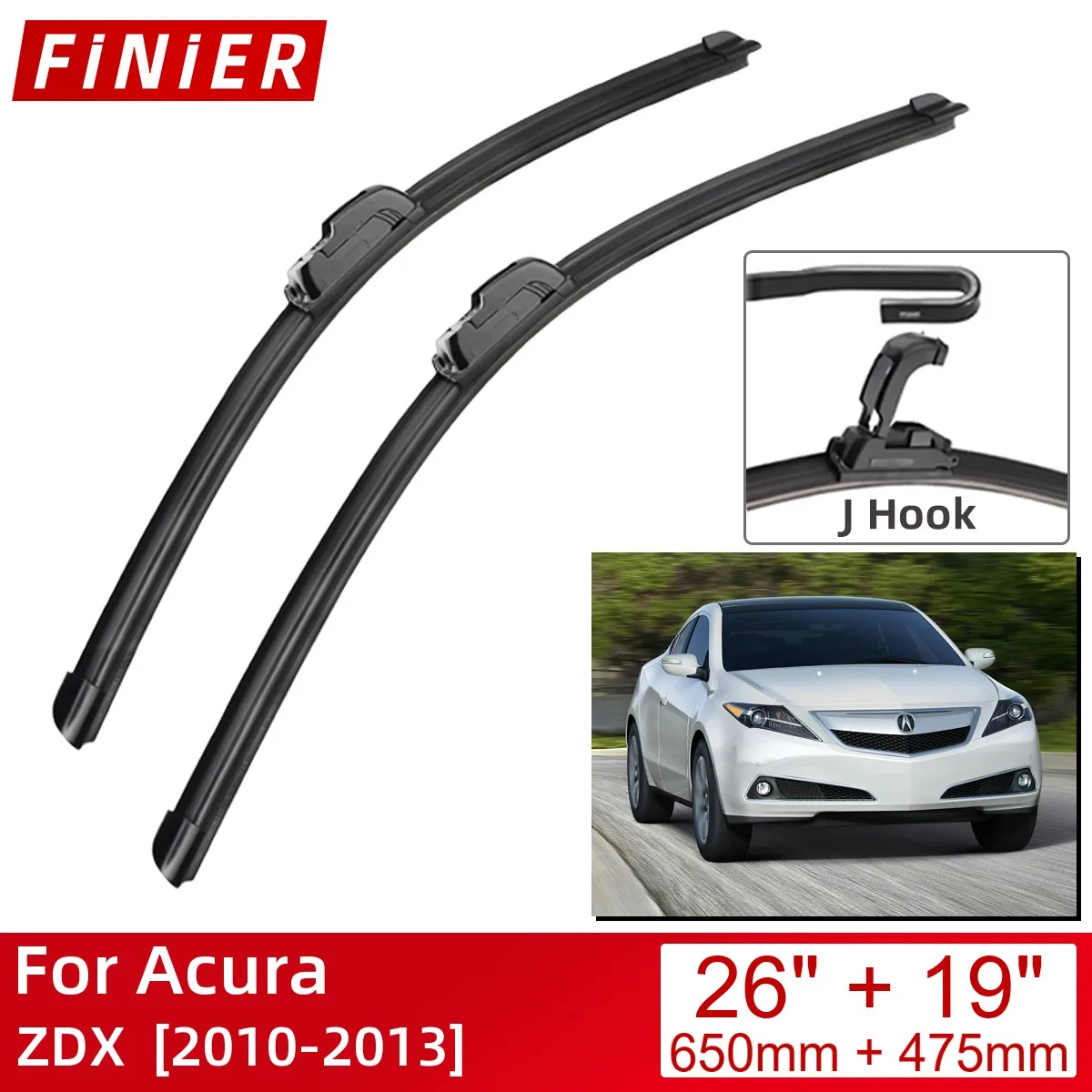 

For Acura ZDX 2010-2013 26"+19" Car Accessories Front Windscreen Wiper Blade Brushes Wipers U Type J Hooks 2013 2012 2011 2010