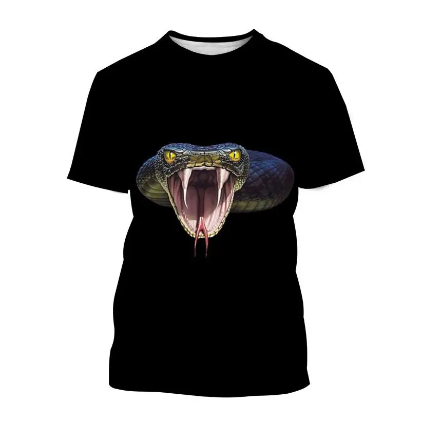 

New Summer Fashion Boys And Girls 3d Printed T-shirt Snake Pattern Casual Street Style Sports Breathable Light Sports Top