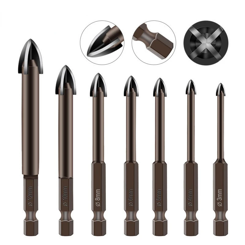 

Hexagon Shank, Cross Hex Tile Bits Glass Ceramic Concrete Hole Opener Alloy Triangle Drill Size 3/6/8/10 mm