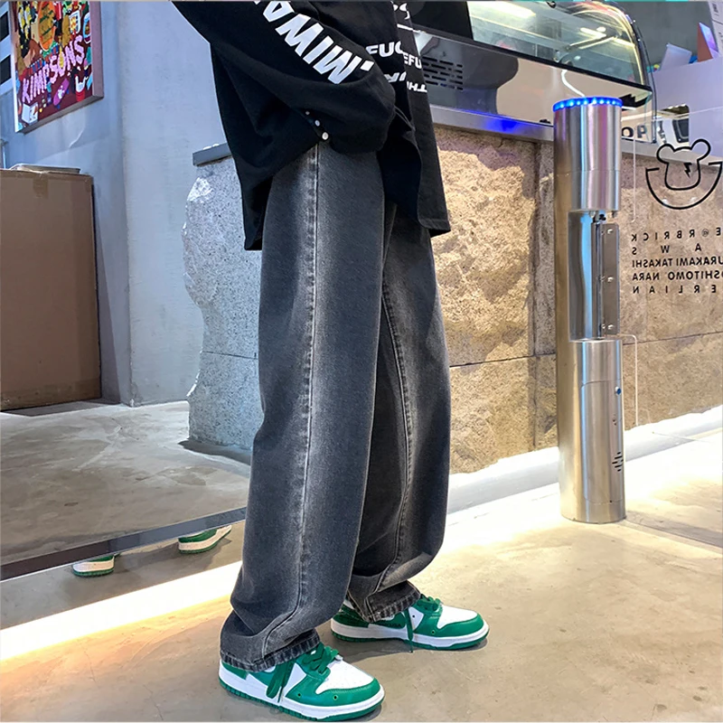 New Men's Jeans Retro Loose Wide-leg Mopping Pants Trend Straight Gradient Color Fashion Streetwear Men's Pants Мужские джинсы