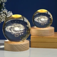 60mm80mm 3d crystal moon ball night light glass sphere snow globe engraved solar system galaxy moon home decor astronomy gift