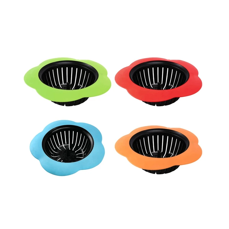 

4 PCS Kitchen Sink Strainer With Large Wide Rim, Sink Drain Filter Stopper Fits Most Kitchen, Bathroom, Laundry Pool