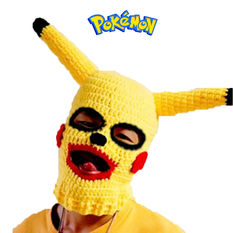 

Pokemon Pikachu Halloween Cosplay Headgear Special Hat Party Birthday Mask Women Men Adult Funny Knitted Beanie Cosplay Headgear
