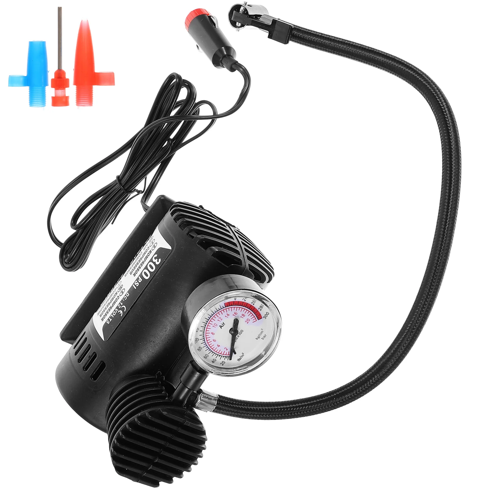 

Mini 12V Air Compressor Auto Electric Pump Tire Inflator Pipe Car Barometer Tyre