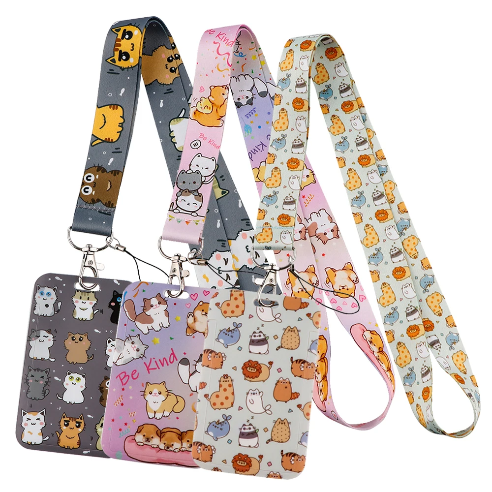

Cartoon Cute Kitty Lanyard Keychain ID Credit Card Cover Pass Mobile Phone Neck Strap Lariat Badge Holder Key Holder Accessories