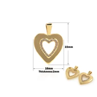 personalized hollow heart pendant women gold filled diy bracelet necklace valentines day couple gift cubic zirconia