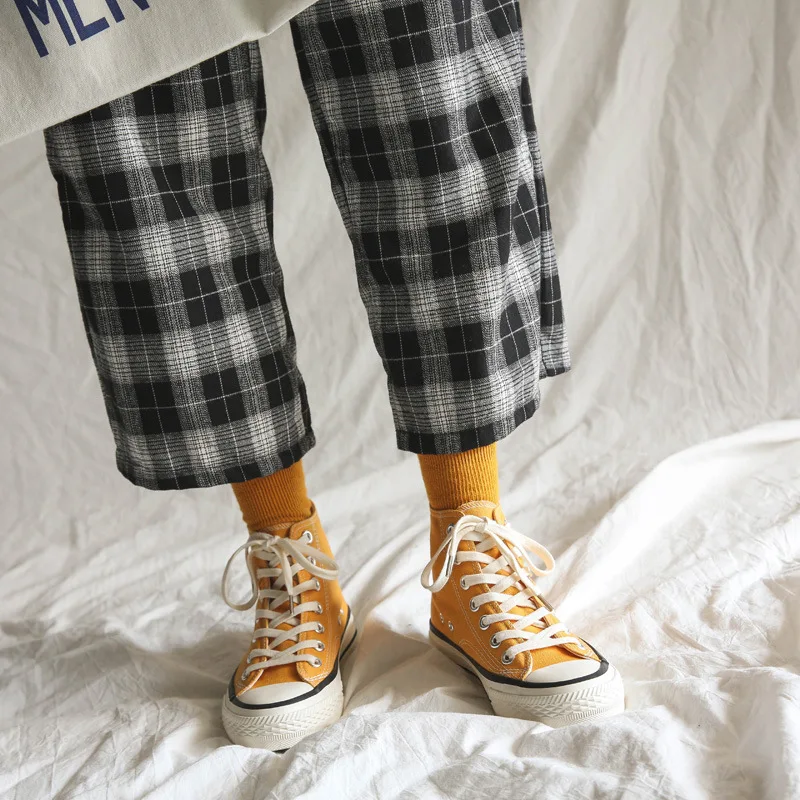 Retro Vulcanized Canvas Shoes Women 1970s Reprint Student Women Shoes Black Canvas Shoes High Top Casual Board Fashion Sneakers