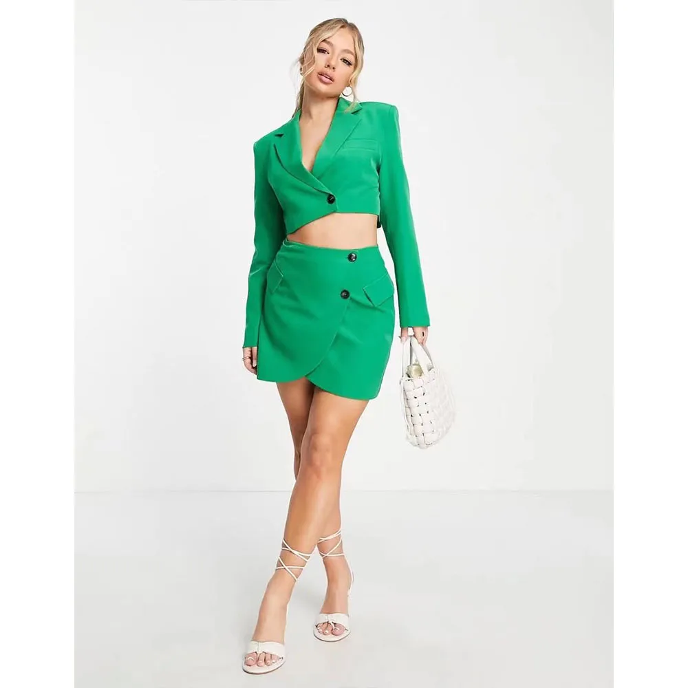 

Женский костюм с короткой юбкой, повседневный облегающий Асимметричный костюм, лето 2022