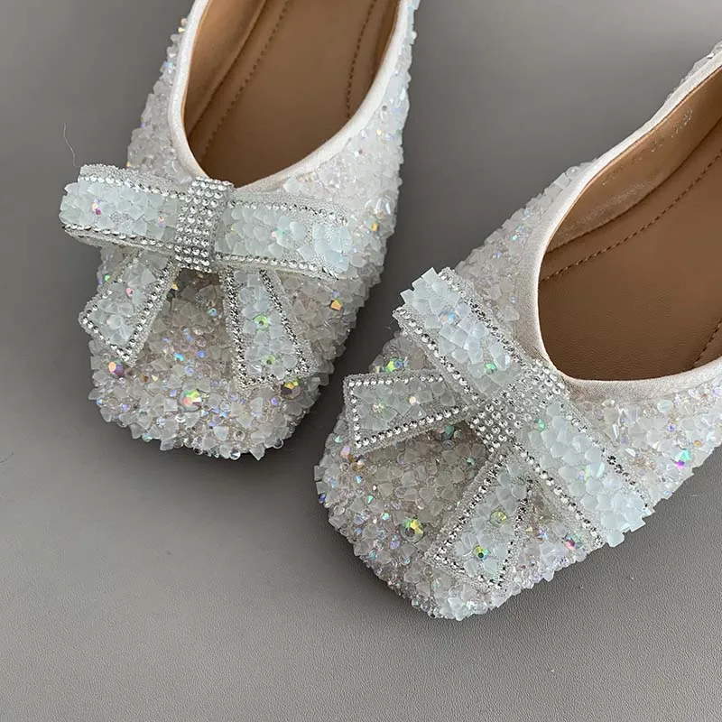 Women's Flats Square Toe Closed Loafers Mules Slip-on Slippers Bow Knot Designer Shoes Square Toe Low Heel Casual Ladies Shoes