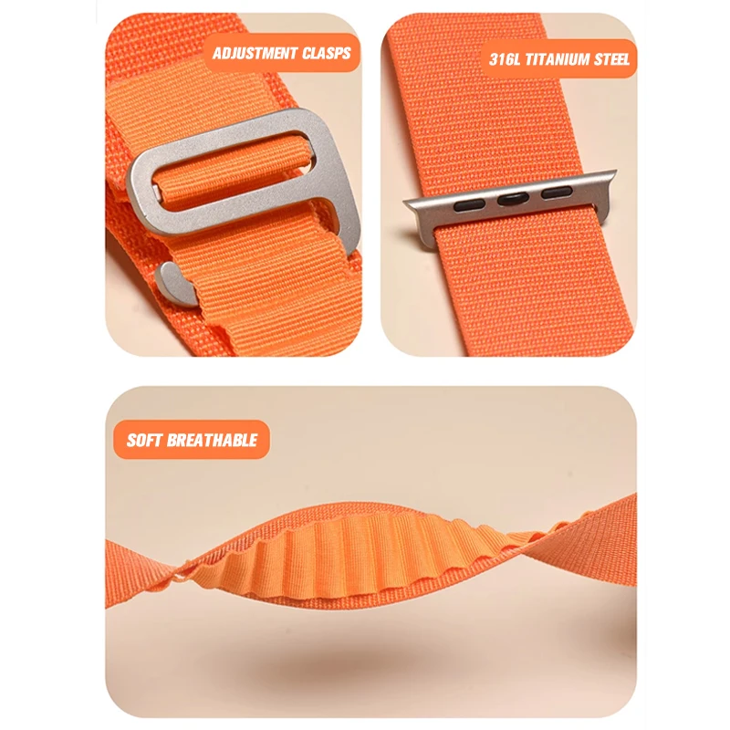 1:1 Alpine loop band for apple watch band 44mm 49mm 40mm 45mm 41mm 42mm 38mm Nylon bracelet iWatch Ultra series 8 7 6 5  SE 4 3